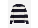 Pull mariniere detail ouverture col ecru navy