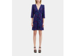 Robe Courte En Soie Manches 3/4 Gigot blue red