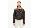 Blouson court en cuir marron brown