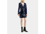 Robe Courte Bleu Marine En Velours Avec Sequins navy