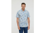 Chemise manches courtes, imprimé fleurs et broderie poitrine