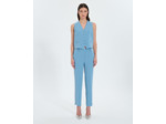 Pantalon ajusté en crêpe bleu