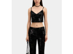 Top Court Noir En Velours Avec Sequins black