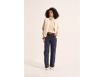 Pantalon large en velours de coton 700 raies taille haute