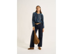 Chemise à rayures avec encolure ronde et manches longues