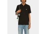 Polo noir en coton piqué black / white