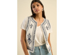 Gilet sans manches brodé en gaze de coton