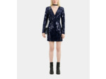 Robe Courte Bleu Marine En Velours Avec Sequins navy