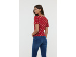 Top esprit corsage élastiqué côté avec manches courtes bouffantes et tissu pois en viscose