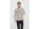 Chemise allover, détails contrastés et manches retroussables