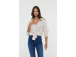 Chemise nouée avec manches 3/4 en viscose imprimé « Oranges »