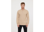 Polo basique manches longues en coton piqué bio, détail col et print poitrine