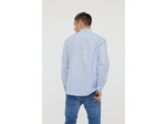 Chemise rayée en tissu coton/lin, manches longues et détails passepoil ton sur ton