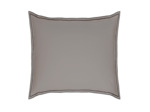 TAIE D'OREILLER | Pure White Percale Lavée - Cocoa - Finition Black