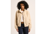 Manteau court en fausse fourrure avec col montant