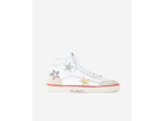 Baskets montantes en cuir blanc avec étoiles white