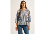 Blouse ample imprimée à manches légèrement bouffantes