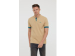 Polo piqué, col mao, manches courtes avec détails contrastés, broderie Lee Cooper poitrine
