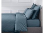 HOUSSE DE COUETTE | Pure White Percale Lavée - Blue - Finition Black
