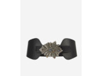 Ceinture Large En Cuir Noir Avec Boucle Fleur black