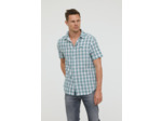 Chemise à carreaux manches courtes et broderie poitrine