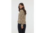 Blouse ample allover « imitation peau de serpent », manches longues bouffantes, col V, en tissu chiffon en polyester recyclé