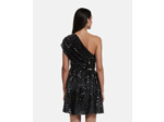 Robe Courte À Sequins Effet Drapé Noire black