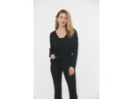 Cardigan effet peignoir court et fluide en viscose / maille effet lurex argenté