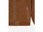 Blouson cuir a zip camel