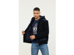 Blouson loose en sherpa, contrasté nylon poches et épaules