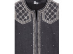 Veste en denim avec studs et perles grise black washed