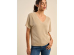 Pull col V manches courtes avec détails fils lurex