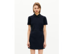Robe courte col claudine en satin marine bleu