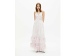 Robe Longue A Bretelles En Mesh white - pink