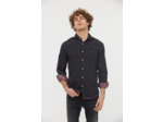 Chemise allover micro rayé, broderie poitrine et détails fleur
