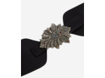 Ceinture Large En Cuir Noir Avec Boucle Fleur black