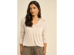 Tee-shirt col V et manches 3/4 en voile de laine