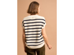 Pull sans manches ample à rayures marines en coton et laine