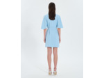 Robe courte en crêpe bleu ciel