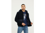 Blouson loose en sherpa, contrasté nylon poches et épaules