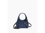 Petit sac à main Juliette en cuir suède effet denim