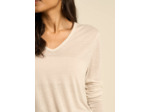 Tee-shirt col V et manches 3/4 en voile de laine