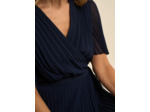 Robe mi-longue plissée à manches évasées