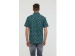 Chemise manches courtes, imprimé fleurs, avec broderie et poche poitrine