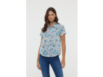 Chemise imprimée fleur, manches courtes en voile de coton