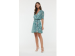 Robe manches courtes allover « Immitation Serpent »  en tissu poly chiffon recyclé