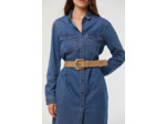 Robe chemise en jean à boutons pression et poches poitrines