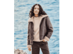 Manteau fausse peau lainée avec intérieur fausse fourrure