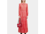 Robe Longue Imprimée Avec Volants red white