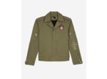 Blouson biker avec badge kaki